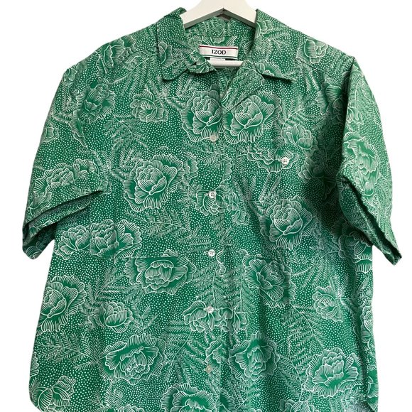 IZOD Men Floral Print Casual Button-Down Shirt - Picture 2 of 3